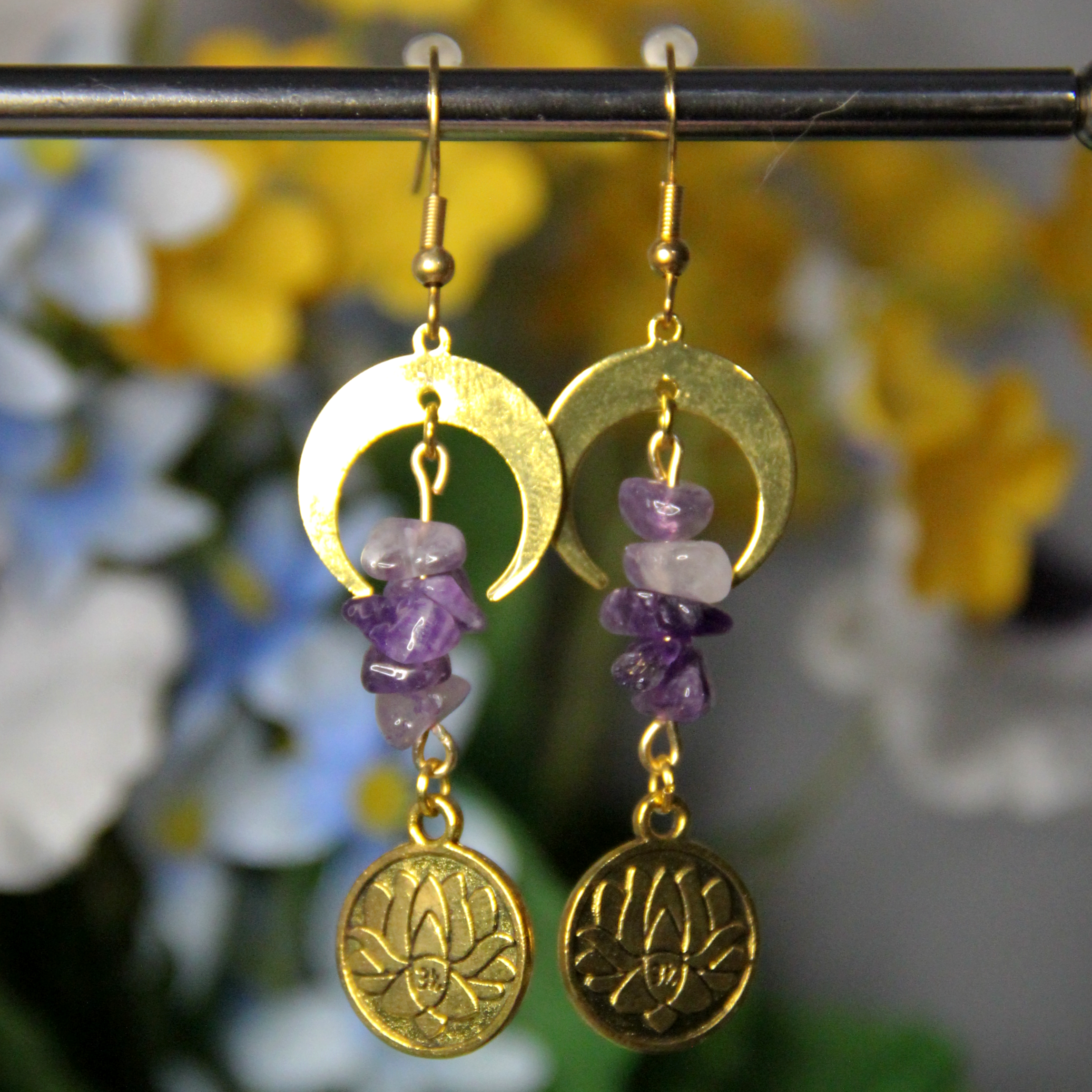 Celestial Lotus Gemstone Earrings