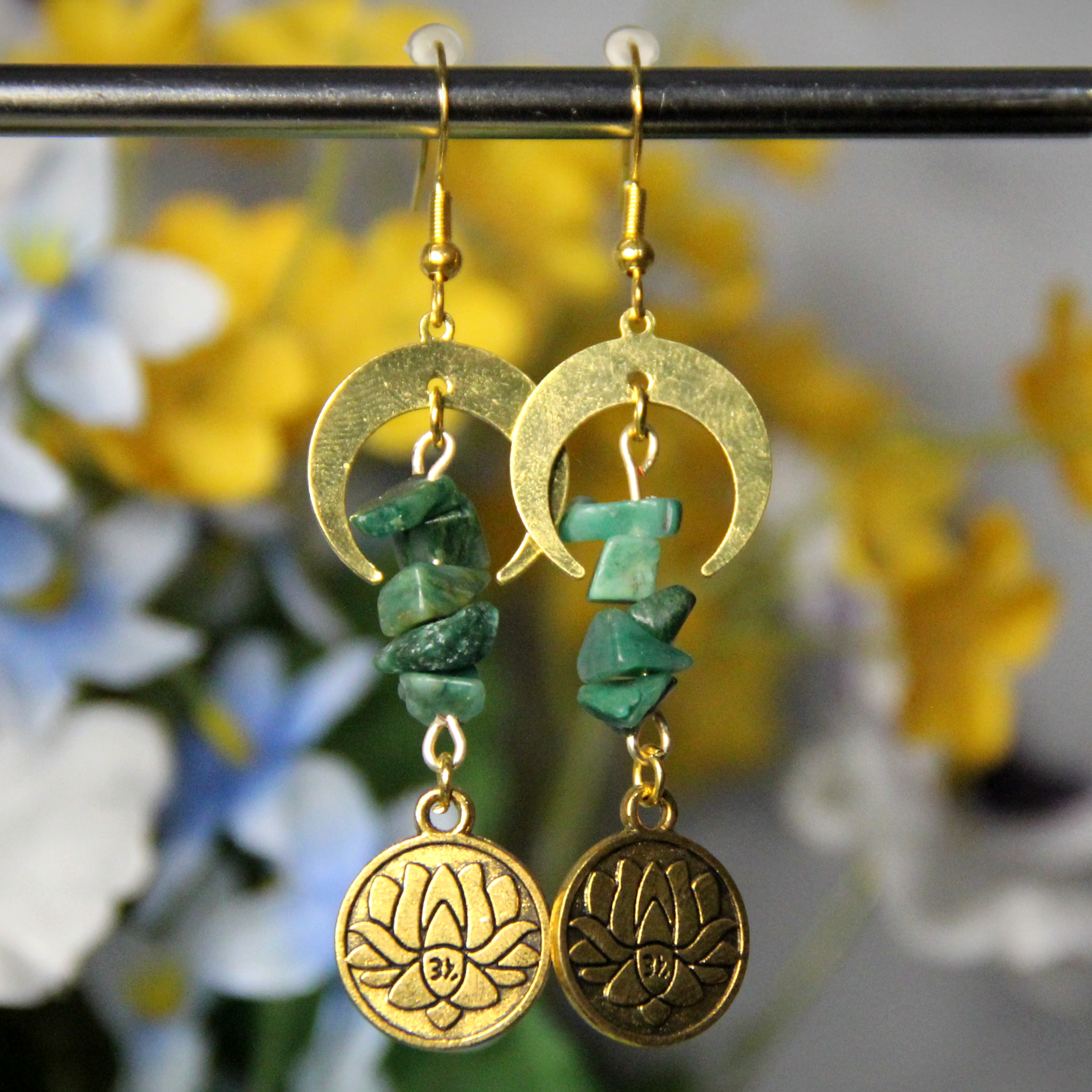 Celestial Lotus Gemstone Earrings