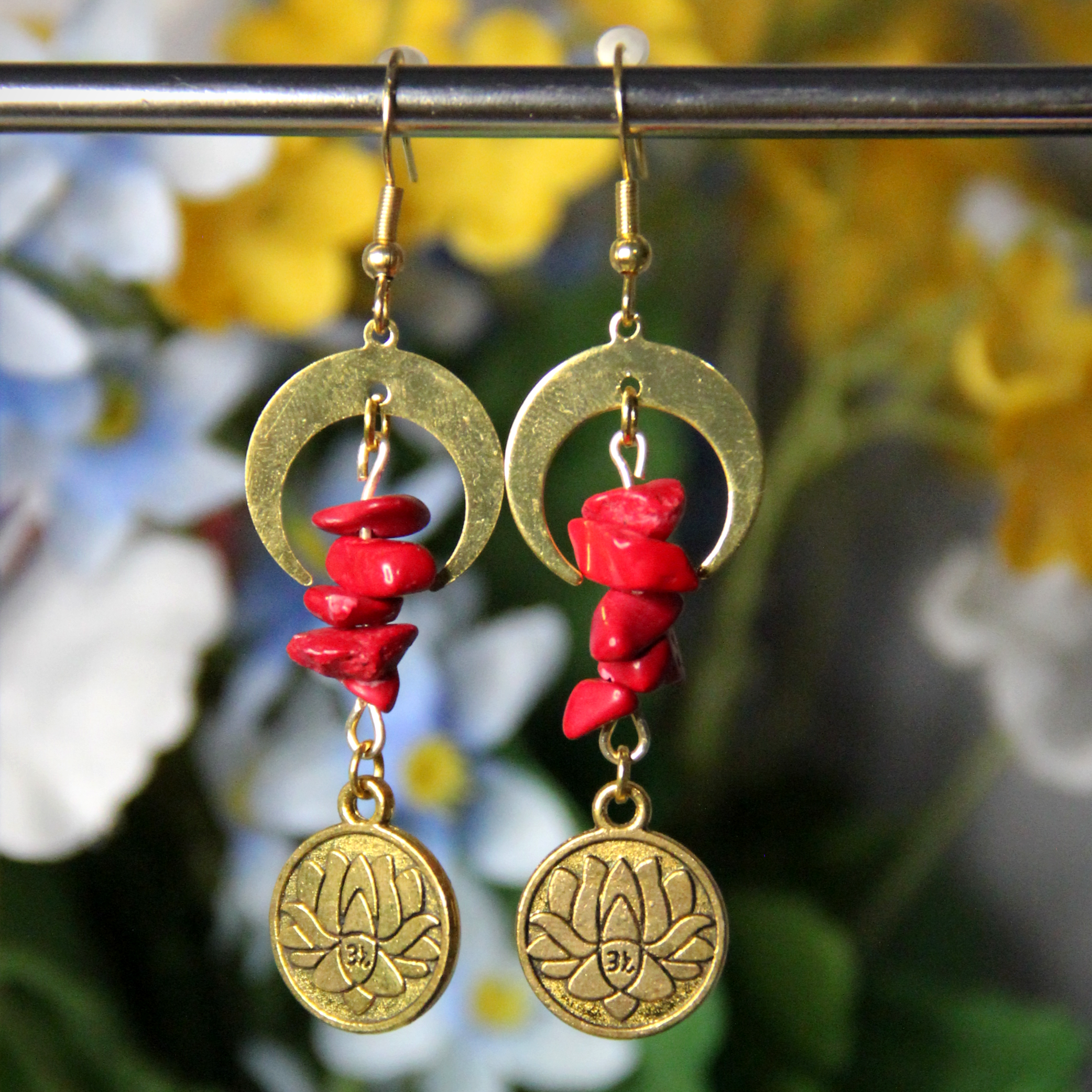 Celestial Lotus Gemstone Earrings