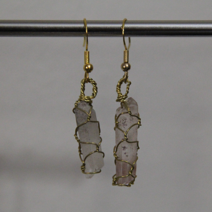 Crystal Clarity Wire Wrapped Clear Quartz Earrings