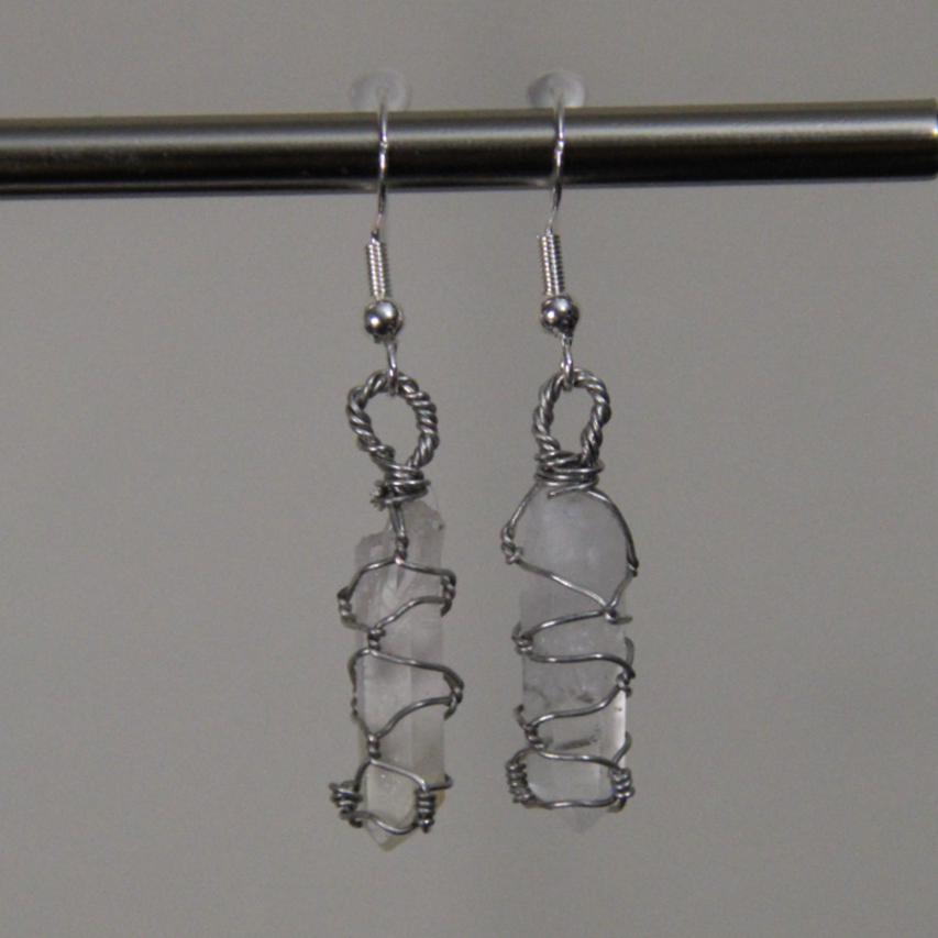 Crystal Clarity Wire Wrapped Clear Quartz Earrings