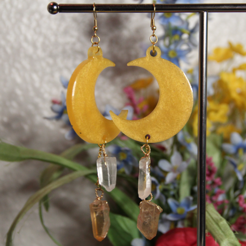Harvest Moon Crystal Drop Earrings