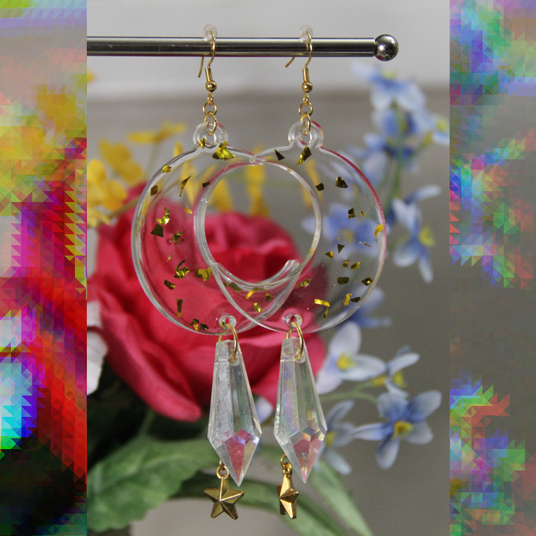 Prism Moon Crystal Drop Earrings