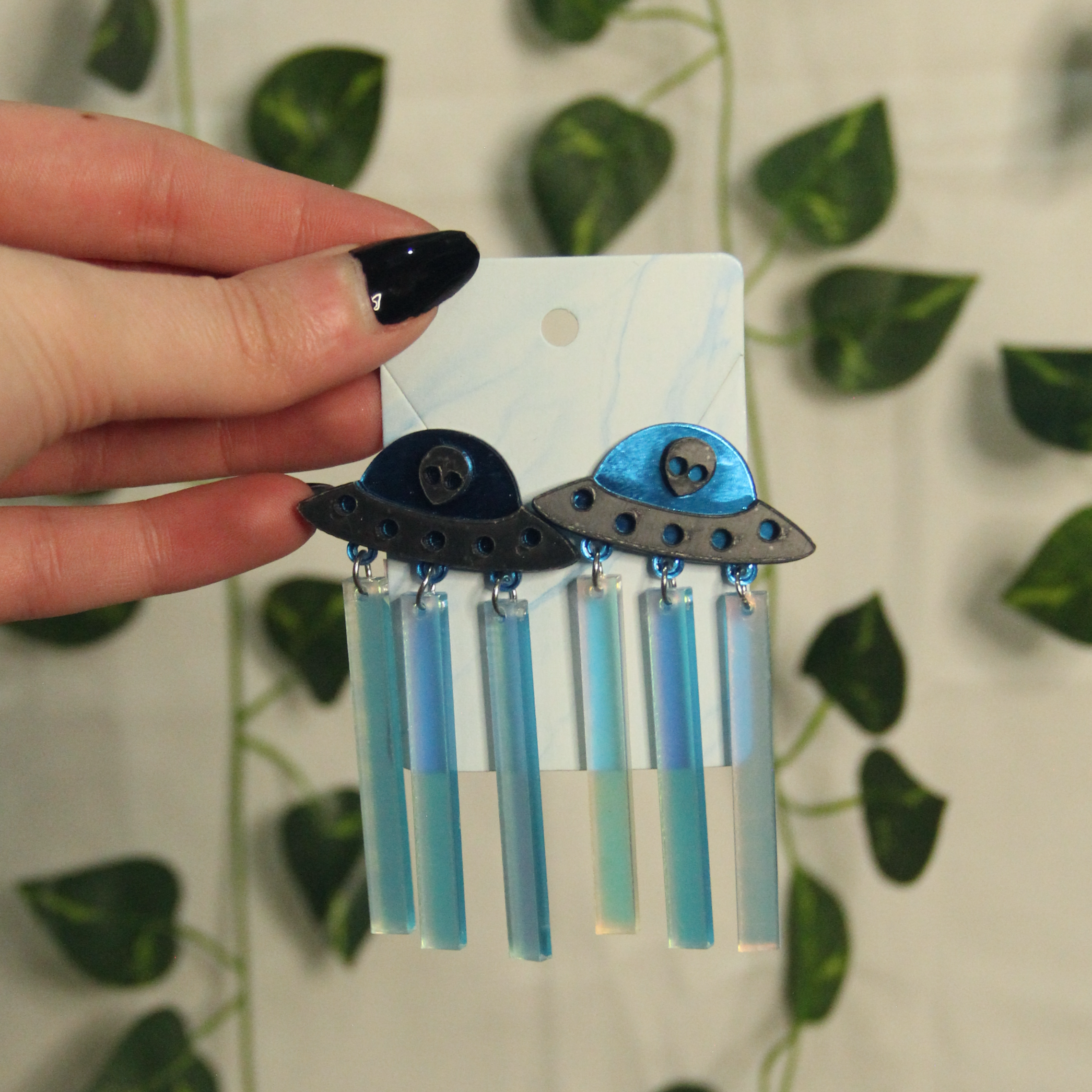 Galactic Beam UFO Resin Earrings