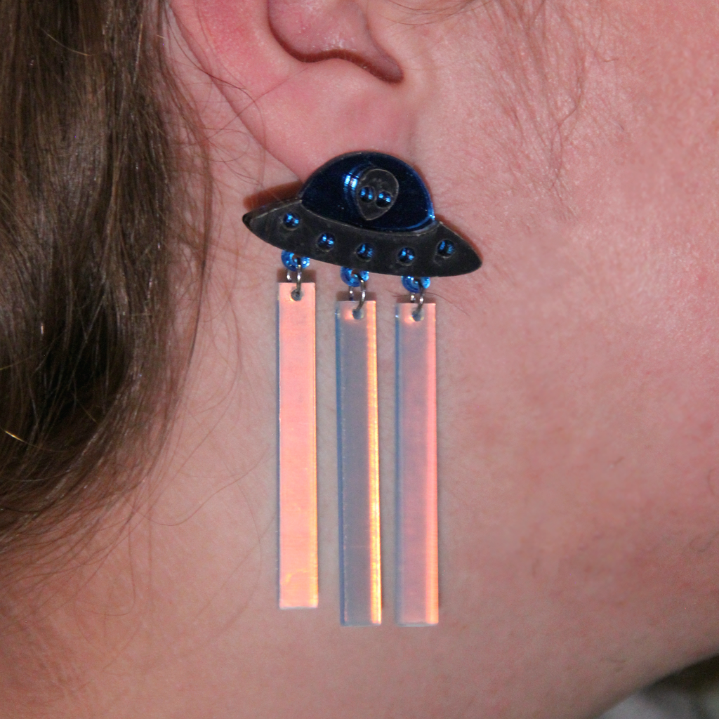 Galactic Beam UFO Resin Earrings