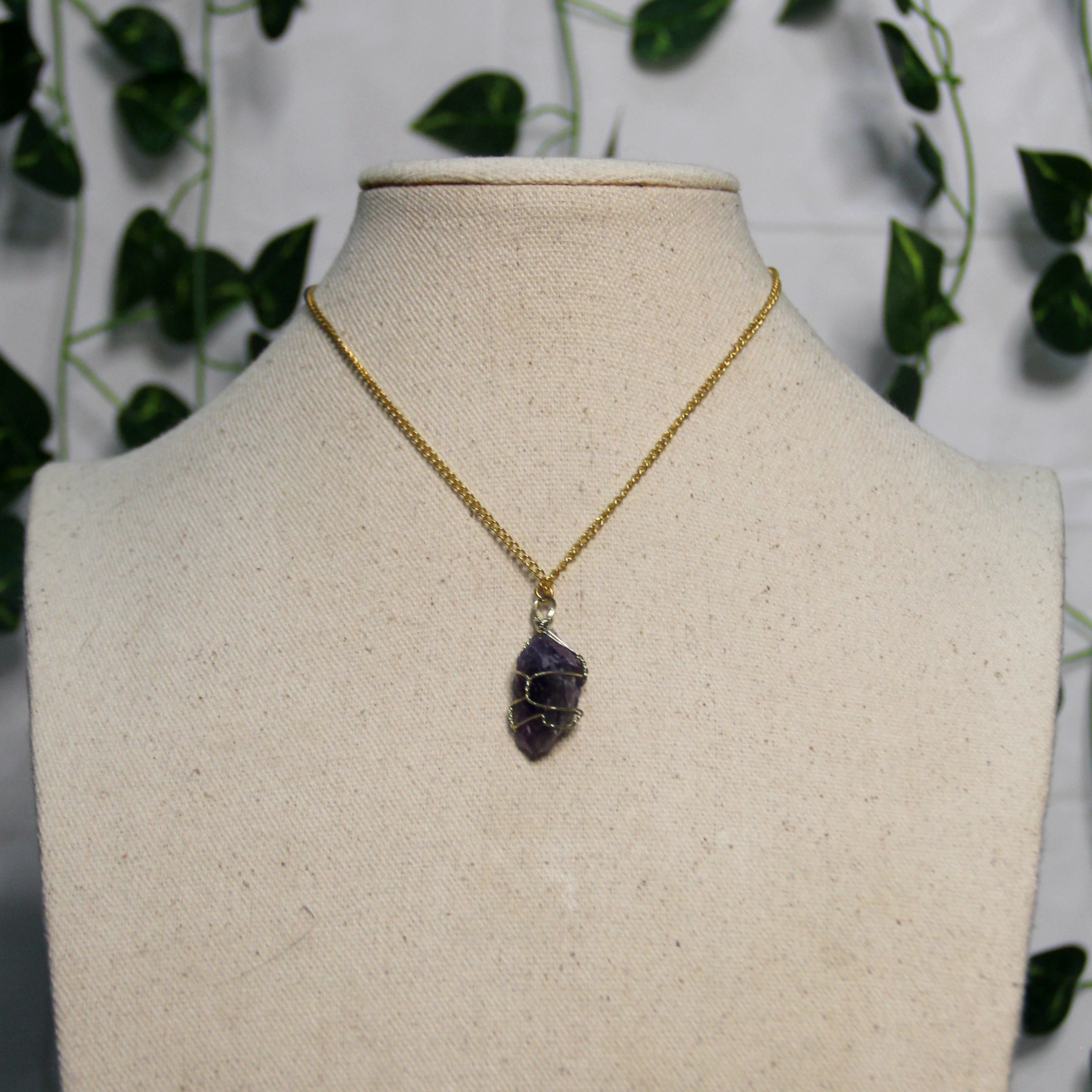 Raw Amethyst Crystal Pendant Necklace