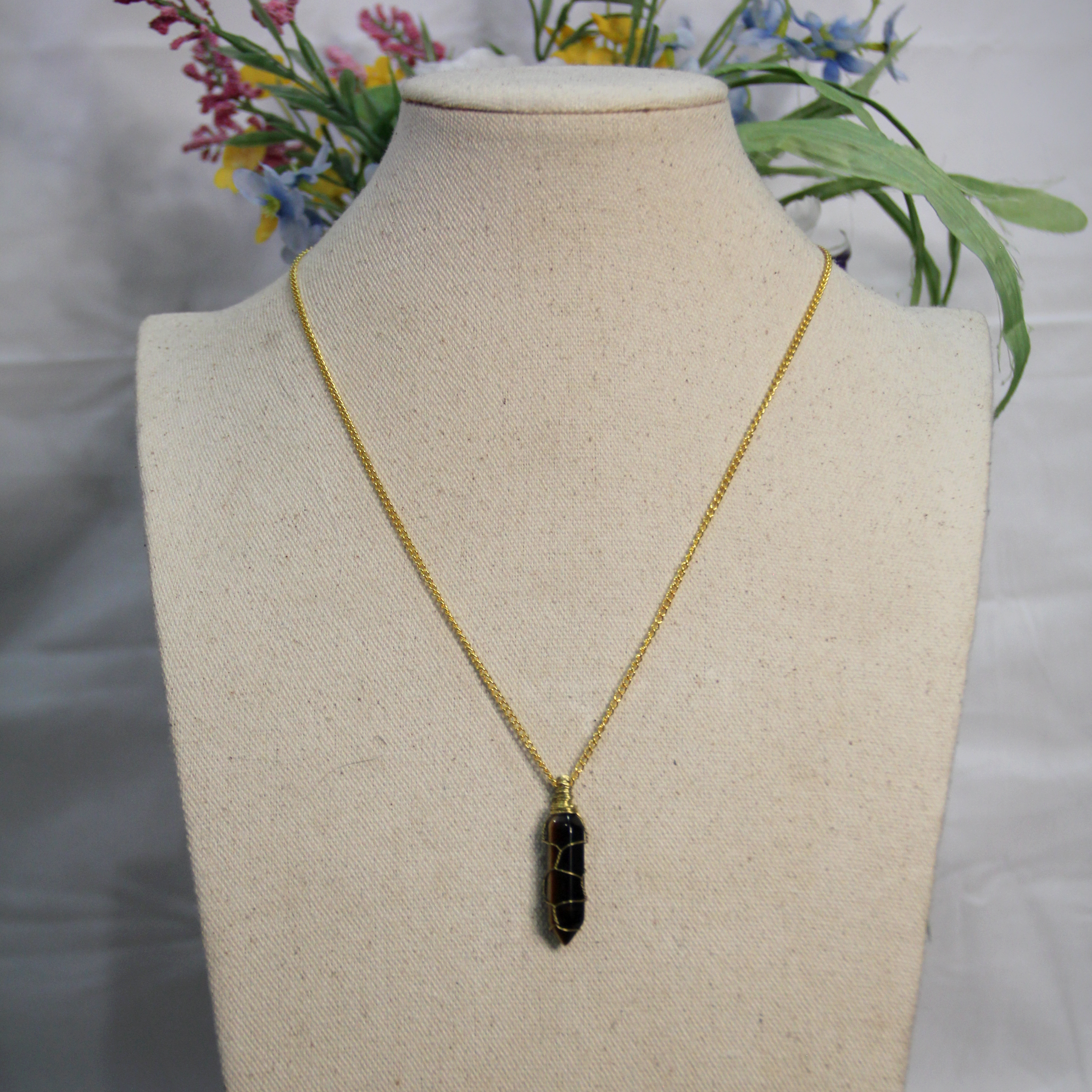 Double Terminated Tiger's Eye Pendant