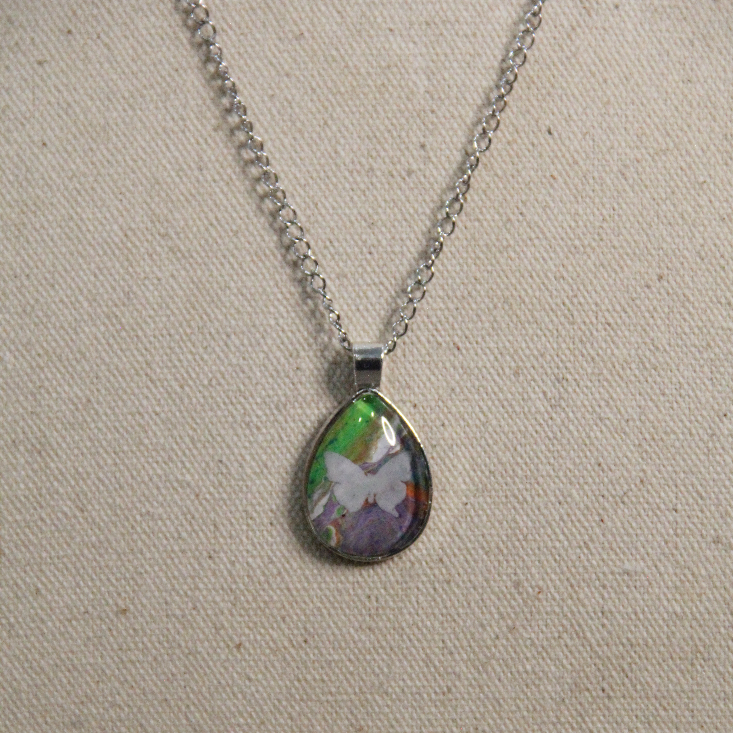 Butterfly Abstract Pour Painting Resin Pendants