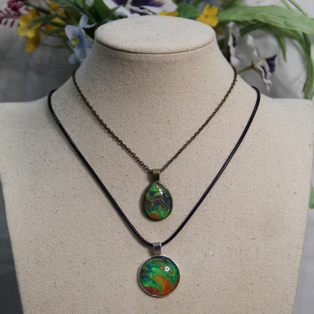 Abstract Pour Painting Resin Pendants