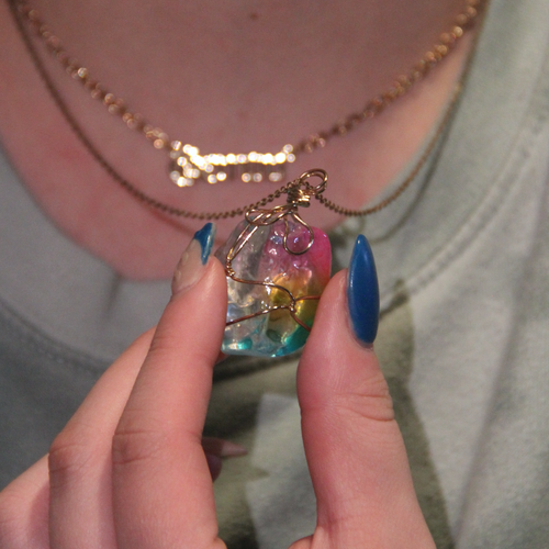 "Aurora Dream" Wire Wrapped Rainbow Quartz Pendant