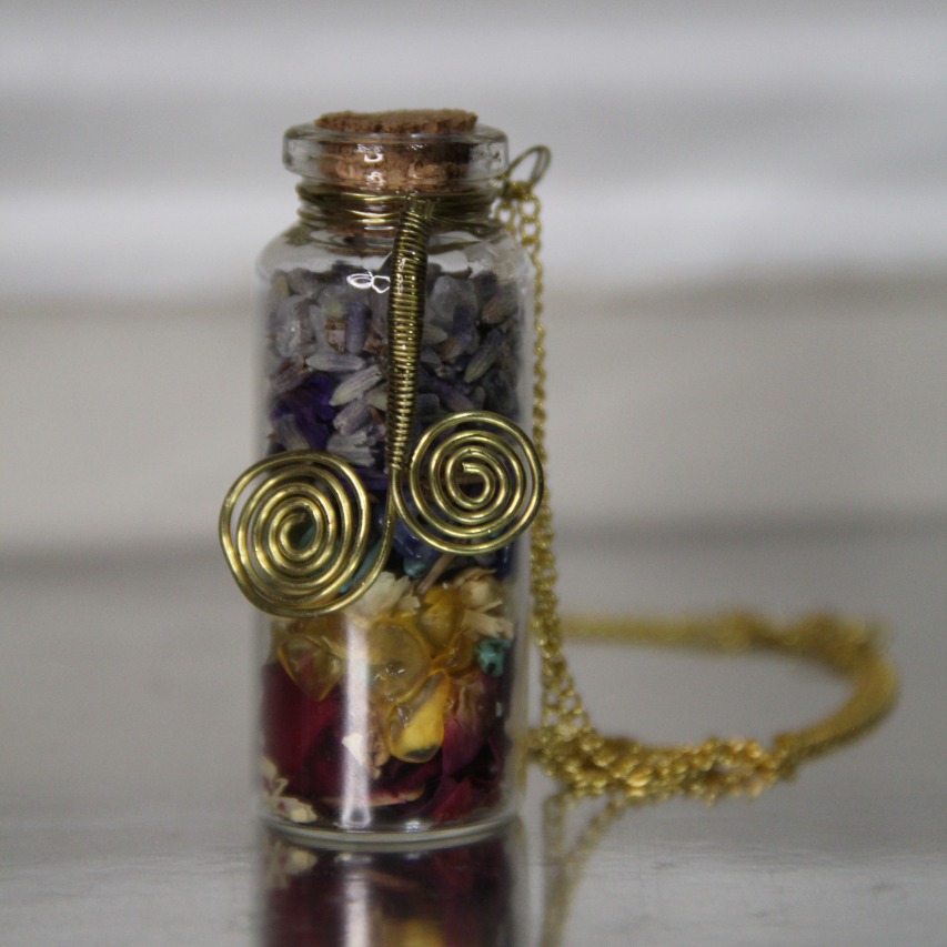 Chakra Healing Herbal Spell Jar Pendant