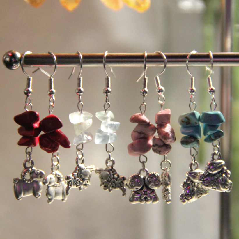 Zodiac Charm Gemstone Earrings