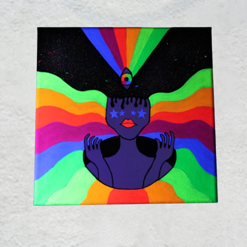 "Starseer" Original Blacklight Reactive Painting