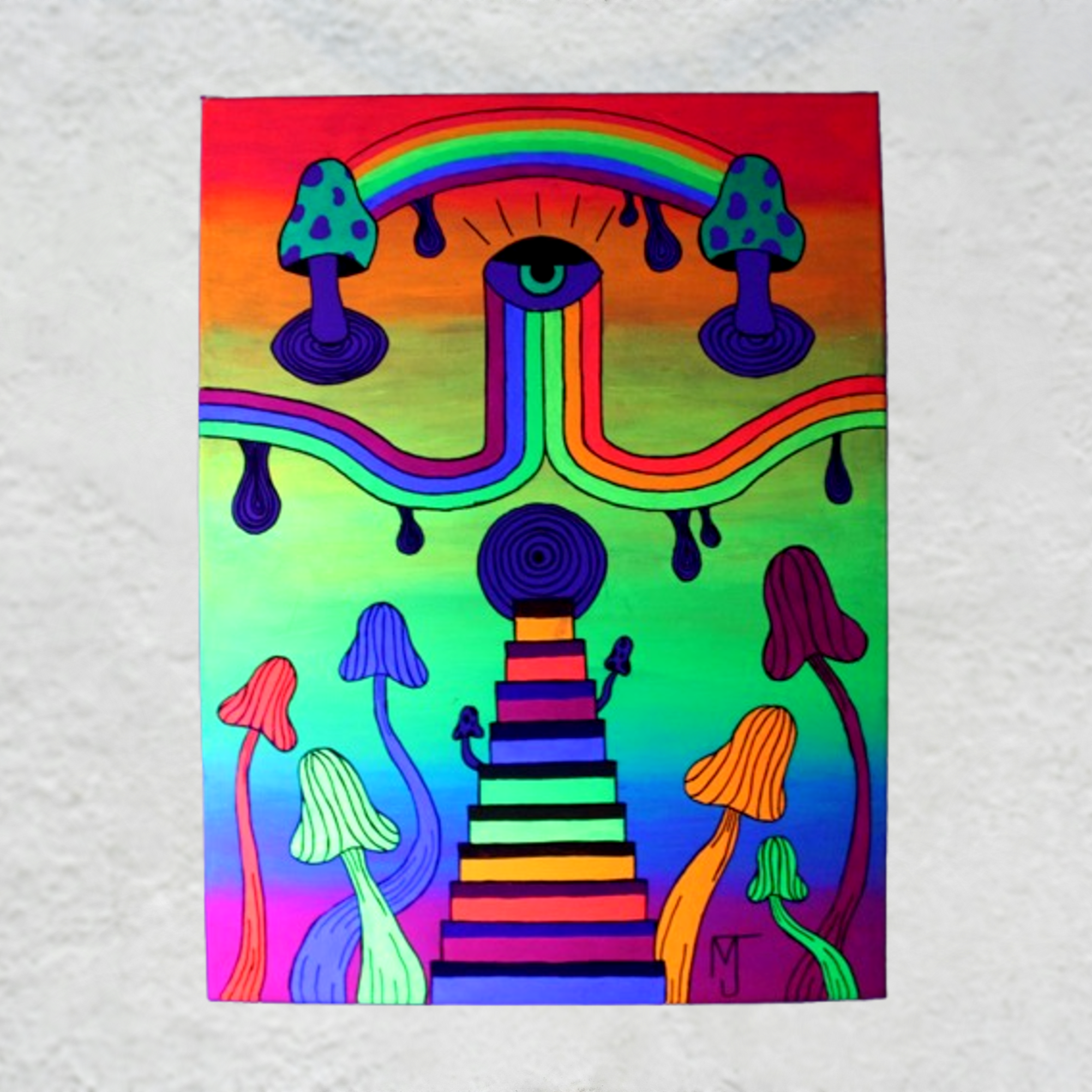 Stairs to Jupiter Blacklight Reactive Painting